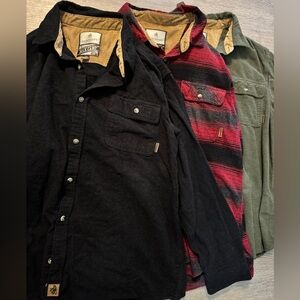 3 Pack Legendary Whitetails Men's Flannels: Black, Olive Green, Red & Black